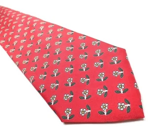 Corbata Faconnable Para Hombre Roja 100% Seda | Corbata Patrón Floral Hecha en Francia - Imagen 1 de 11
