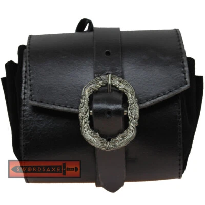 Bolso de Cuero Nórdico Medieval Vikingo Raider Bolsa para Monedas con Hebilla Caballero Templario Foto 1 de 3