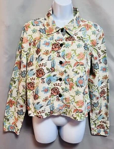 Madison Studio 100% Linen Jacket Women’s Size Large Multicolored Floral Shacket - Picture 1 of 10