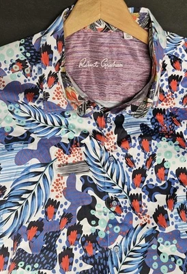 Robert Graham коротким рукавом гавайский цветочный абстрактный AOP Stetch рубашка 2XL EUC - Изображение 1 из 4