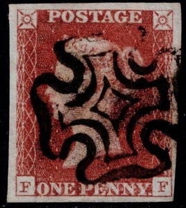 1841 1d Red Black Pl 5 FF 4m Crisp Black Maltese Cross Very Fine Cat. £180.00 - Picture 1 of 1