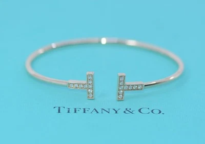 蒂芙尼 T 钻石丝 18K 玫瑰金手链 — 第 1/3 张图片