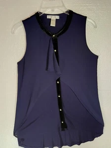 Blusa August Silk Damas Pequeña Abotonada Elegante Azul Negro Volantes - Imagen 1 de 6