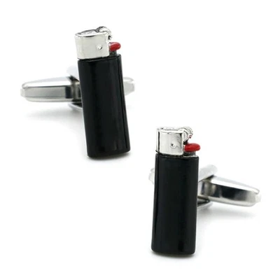 Gemelos encendedores Cigarrillo Fumador Papá Esmalte Negro con Bolsa de Regalo Foto 1 de 4