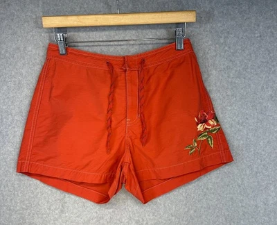 GAP Womens Board Shorts Swimwear Red Small Cotton Nylon Floral Embroidered — 第 1/4 张图片