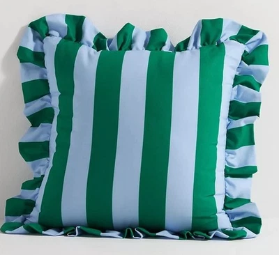 Maeve by Anthropologie Striped Ruffle Indoor/Outdoor Pillow 20x20 NEW - Image 1 of 4