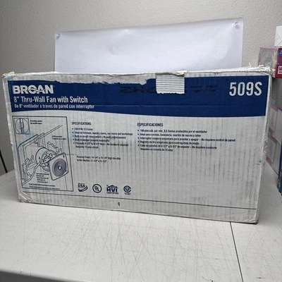 Broan 509S 180 CFM 6.5 Sone Wall Mounted HVI Certified Utility Fan with Built-In - Image 1 of 4
