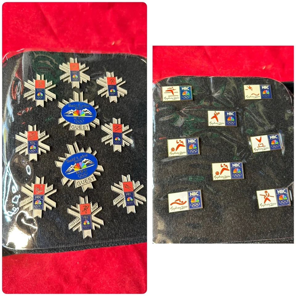 NBC Winter Olympics 10 Pin Set / Book – 2002 Salt Lake VIP Guest + Sydney 2000 - Image 1 of 4