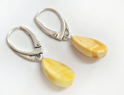 Bernstein Ohrringe Silber 925 Ohrhänger gelb echt Sterlingsilber bj283 - Bild 1 von 3