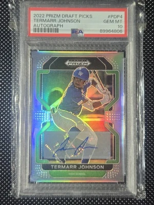 PSA 10 TERMARR JOHNSON SILVER AUTO 2022 Prizm Draft Picks Baseball Pirates RC  - Image 1 of 2