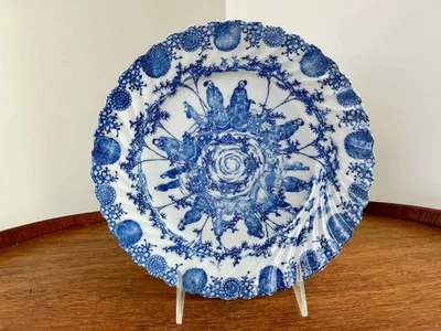  Antique Asian / Chinese /Japanese Blue & White Plate Decorated With Sages  8.5” - Image 1 of 4