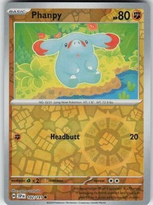 Reverse Holo Phanpy 102/191 Common SV08: Surging Sparks NM - Image 1 of 2