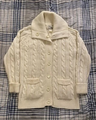 Cárdigan mediano vintage años 70’s Sears tejido con cable para mujer cuello chal pescador Foto 1 de 4