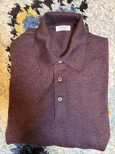 Gran Sasso Mens Polo XL 54 Cashmere Silk Wool XL/XXL Burgundy Made in Italy - Picture 1 of 8