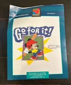 De Colección Mickey Ilimitado Contado Punto de Cruz Kit Béisbol "Go For It" #36026 LEER - Imagen 1 de 3