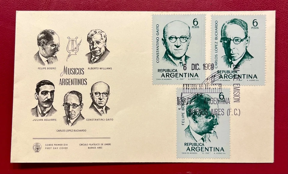 ARGENTINA * "ARGENTINE MUSICIANS" - FDC - Image 1 of 1