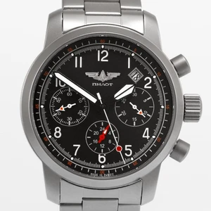 PILOT SOKOL | Poljot 31681 Russian mechanical Aviation chronograph Saphire - Picture 1 of 10