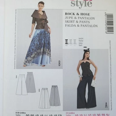 90s Burda Pattern 7091 Womens Wide Leg Pants Palazzo Culotte 10 14 16 18 22 24 - Image 1 of 3