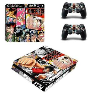PS4 Slim Console Controllers Vinyl Decal Skin Sticker Wrap Anime One Piece Luffy