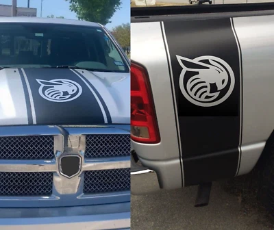 Juego de 3 calcomanías de vinilo a rayas para capó de Dodge Ram 1500, gráficos de carreras Foto 1 de 4