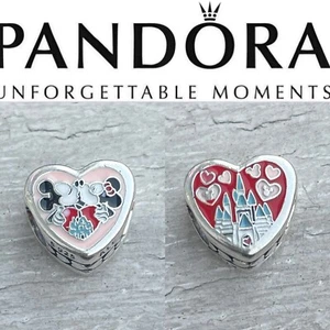 Rare Pandora Disney Parks Exclusive Mickey & Minnie True Love Kiss Heart Charm - Picture 1 of 7