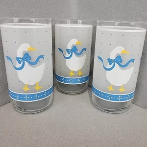 3 bicchieri vintage Libby Country oca nastro blu anatra alti 5 3/4" usati in ottime condizioni - Foto 1 di 11