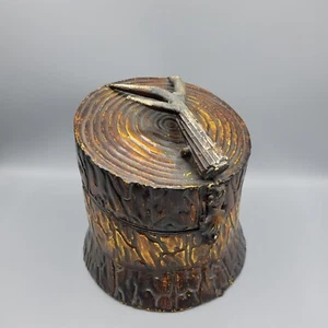 Metal Log Container With Antler Handle Made By Broyhill 9"x8" - Picture 1 of 8