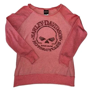 Harley-Davidson Skull Long Sleeve Shirt Medium 2 Tone Pink Javelina Boerne Texas - Picture 1 of 10