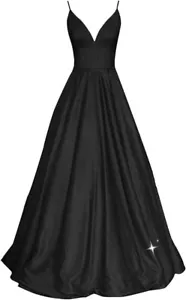 SHINDRESS Long Formal Evening Gown POCKETS Black Dresses SPAGHETTI STRAPS SZ 12 - Picture 1 of 1