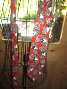 DISNEY Vintage MICKEY MOUSE And PAISLEY On RED Men's NECK TIE by BAL'ANCINE INC - Picture 1 of 3