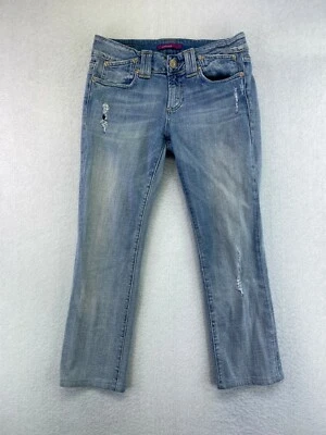 Vigoss Womens Jr Size 9 Light Wash Mid Rise Distressed Straight Leg Jeans - Image 1 of 4