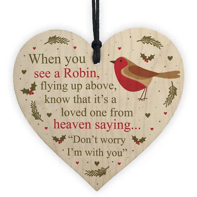 RED OCEAN Memorial Plaque For Mum Dad Nan Grandad Wooden Heart Memorial Decoration Gift