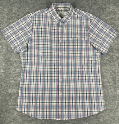 Mizzen + Main Shirt Mens 2XL Trim Short Sleeve Pastel Plaid Leeward Performance - Image 1 of 4