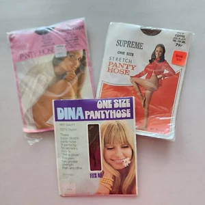 Vintage 3 Pair Mix Brand Womens C/One Size Pantyhose Taupetone Suntan Coffee New - Picture 1 of 13