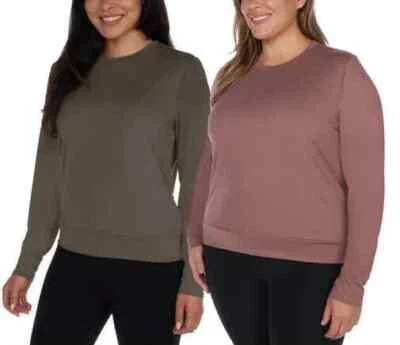Lukka Lux 2-PACK Womens Plus Sizse 2X Long Sleeve Wicking Relaxed Tee Shirts NWT - Image 1 of 4