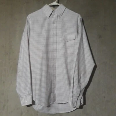 Мужская рубашка LL Bean на пуговицах размер 15 1/2-36 кремовый фиолетовый одиночная игла чек - Изображение 1 из 4