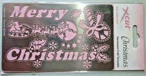 Xcut Parchment Stencil Template Merry Christmas Holly Santa on Sleigh 8.5 x 14cm - Picture 1 of 2