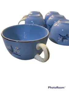 Homer Laughlin Kraft Blue Tea Cups 6 Vintage - Picture 1 of 8