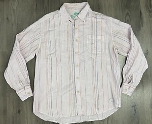 Tommy Bahama Shirt Mens XL Pink Striped Linen Long Sleeve Button Up Casual - Picture 1 of 8