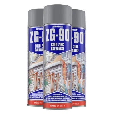 Silver Galve Spray Paint - ZG-90 Cold Zinc Galvanising Galv Spray (Pack of 3) - Image 1 of 4