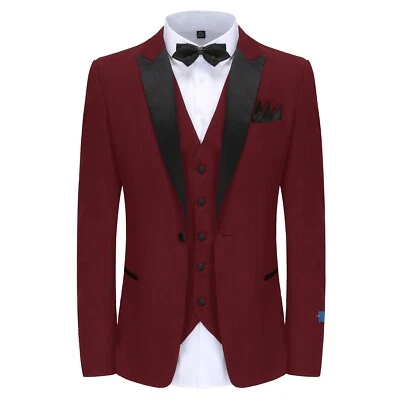 Men's Slim-Fit 3PC Satin Peak Lapel Tuxedo - Image 1 of 4