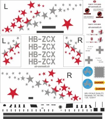 Decal 147 H125 / AS 350 Ecureuil Air-Zermatt HB-ZCX - Bild 1 von 2