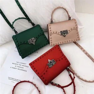 Women's Pvc Handbags Fashion Designer Shoulder Bag Luxury Crossbody Rivet Bags - Picture 1 of 26