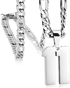 Personalized Jersey Number Necklaces for Mens,Athletes Stainless Steel Sport Num - Picture 1 of 7