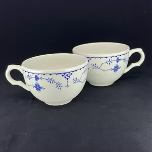 Masons “Denmark” Blue And White Ironstone Breakfast Coffee Cups Set Of 2 - Picture 1 of 3