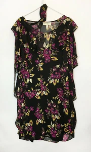 Jessica Simpson Black & Purple Floral Print Maternity Dress Size Large - (#D03) - Picture 1 of 8