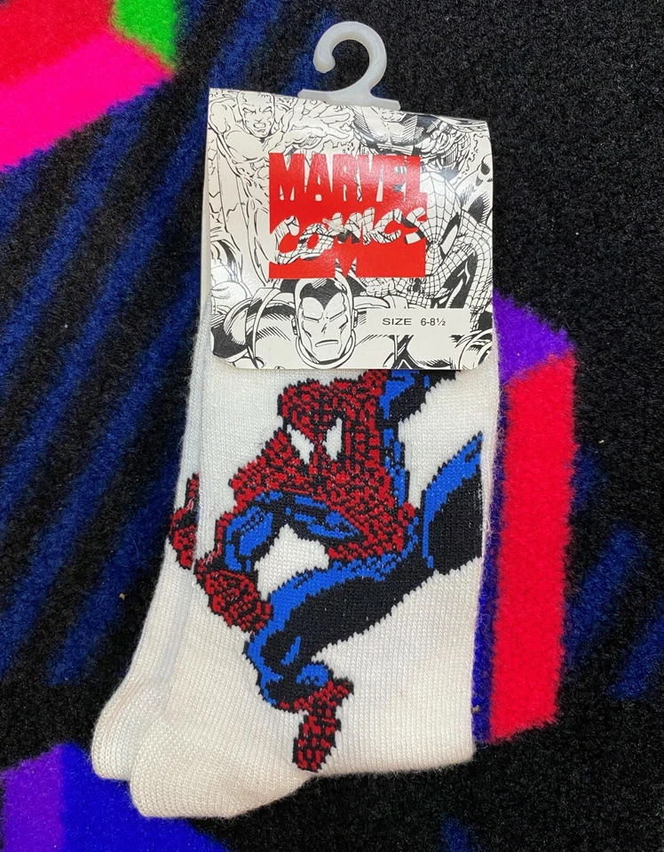 Calcetines Spider-Man Vintage Niños Niños Nuevos con Etiquetas 1994 Marvel Años 90 Talla 6-8 1/2 Foto 1 de 2