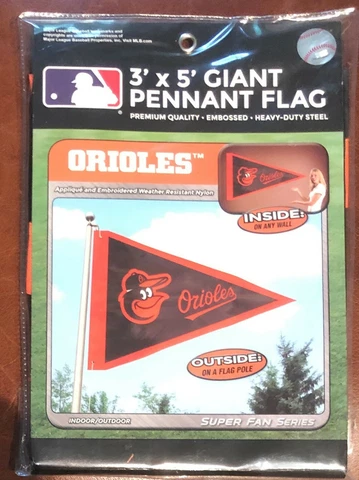 BALTIMORE ORIOLES GIANT EMBROIDERED PENNANT FLAG 3X5 MLB Cover