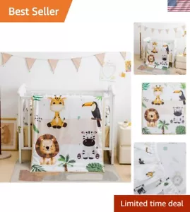 Standard Size 3-Piece Crib Bedding Set with Safari Animal Comforter & Sheet - Picture 1 of 9