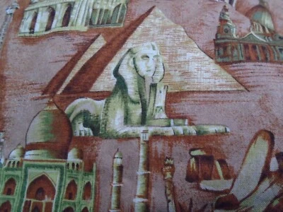 Tela de algodón vintage Rose & Hubble Millineum Time, 42"x3 1/2 yardas, World Bldgs y más Foto 1 de 2